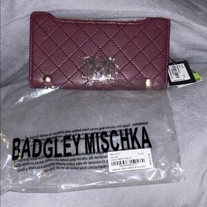 Badgley Mischka Burgundy Quilted Wallet